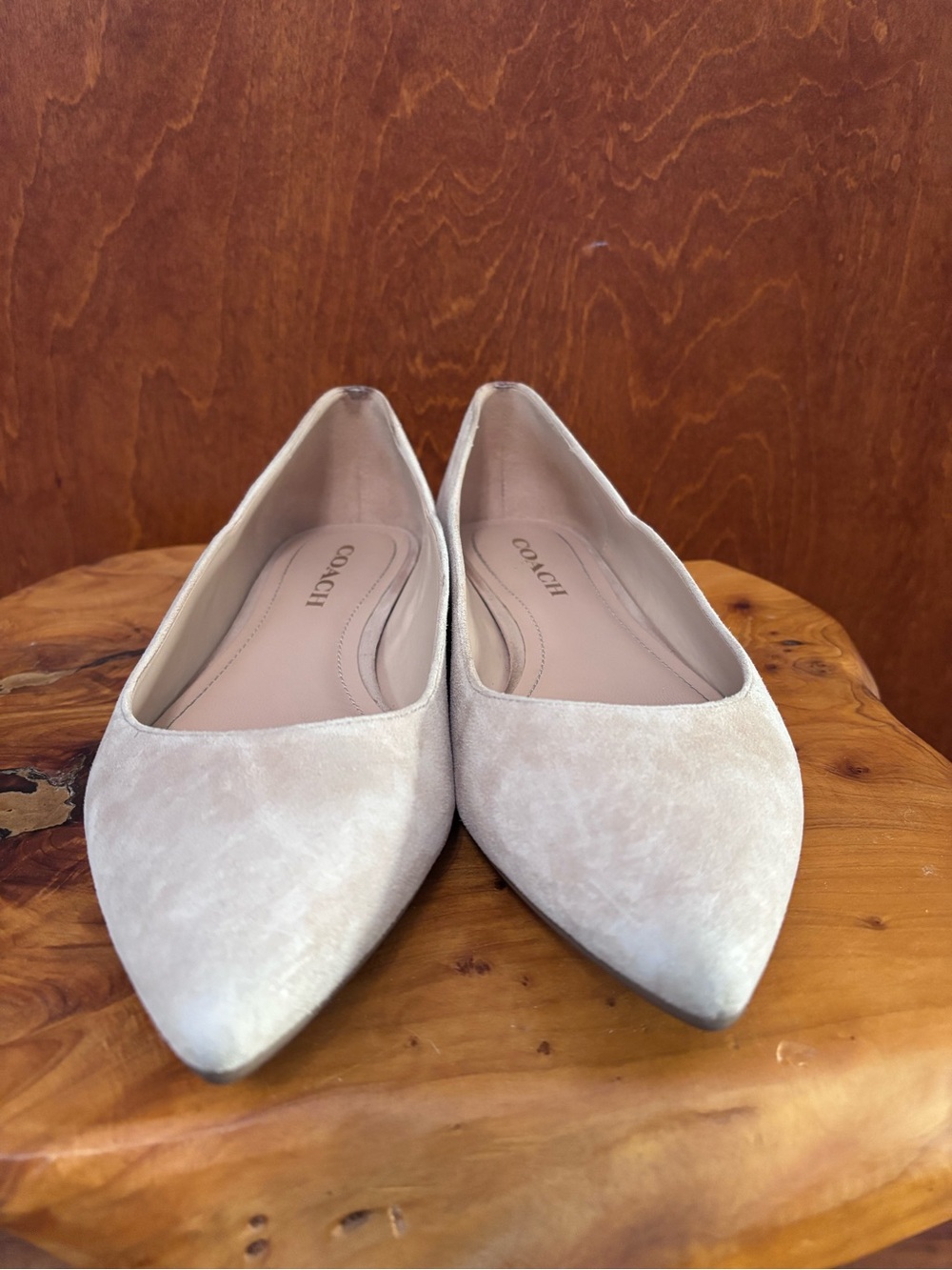 COACH Pointed Toe Suede Flats - Nude/Light Beige, GUC - Picture 2 of 14